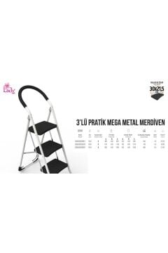 3' Lü Pratik Mega Metal Merdiven