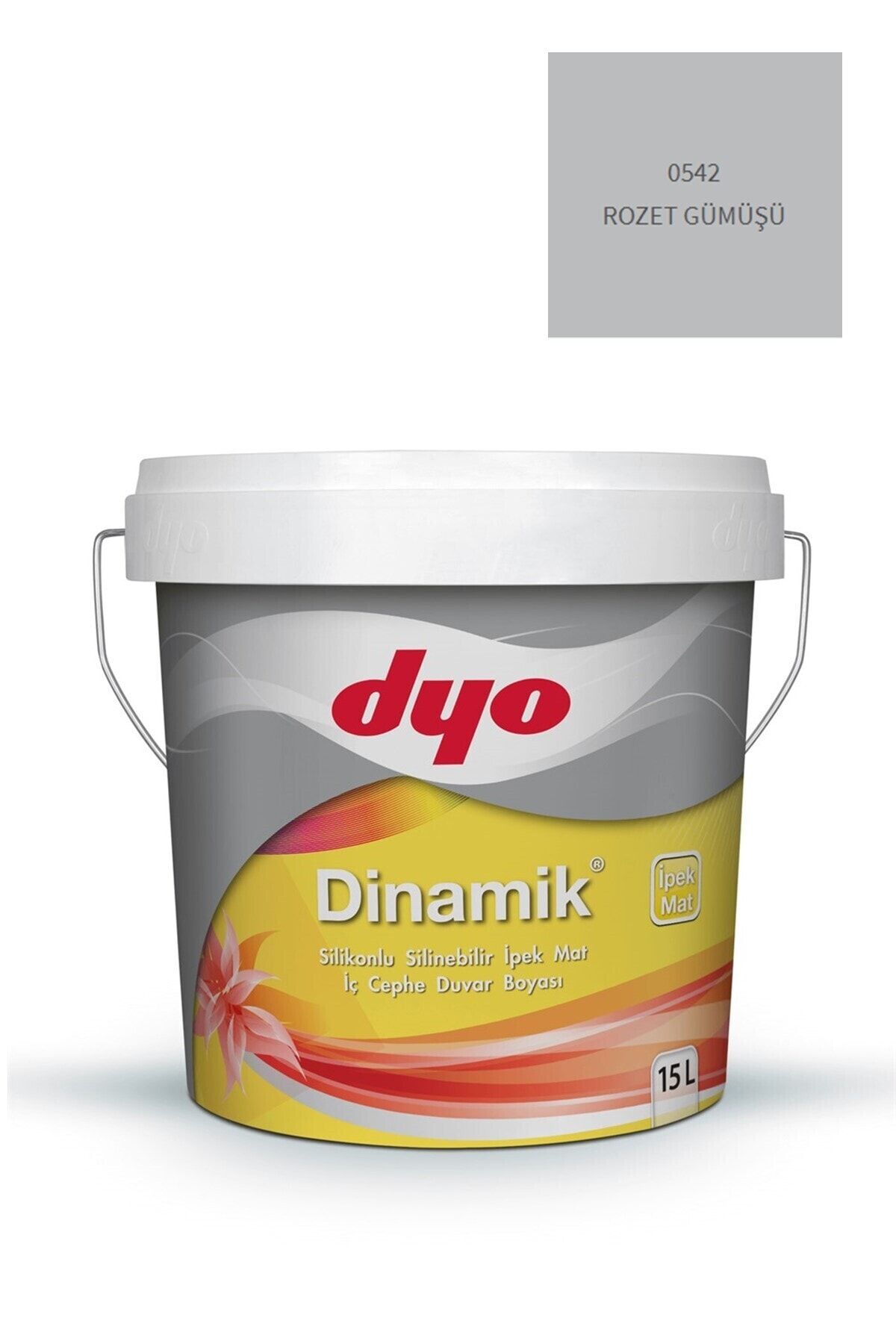 Dinamik Silikonlu Silinebilir Ipek Mat Iç Cephe Duvar Boyası 0542 Rozet Gümüşü 15 Lt