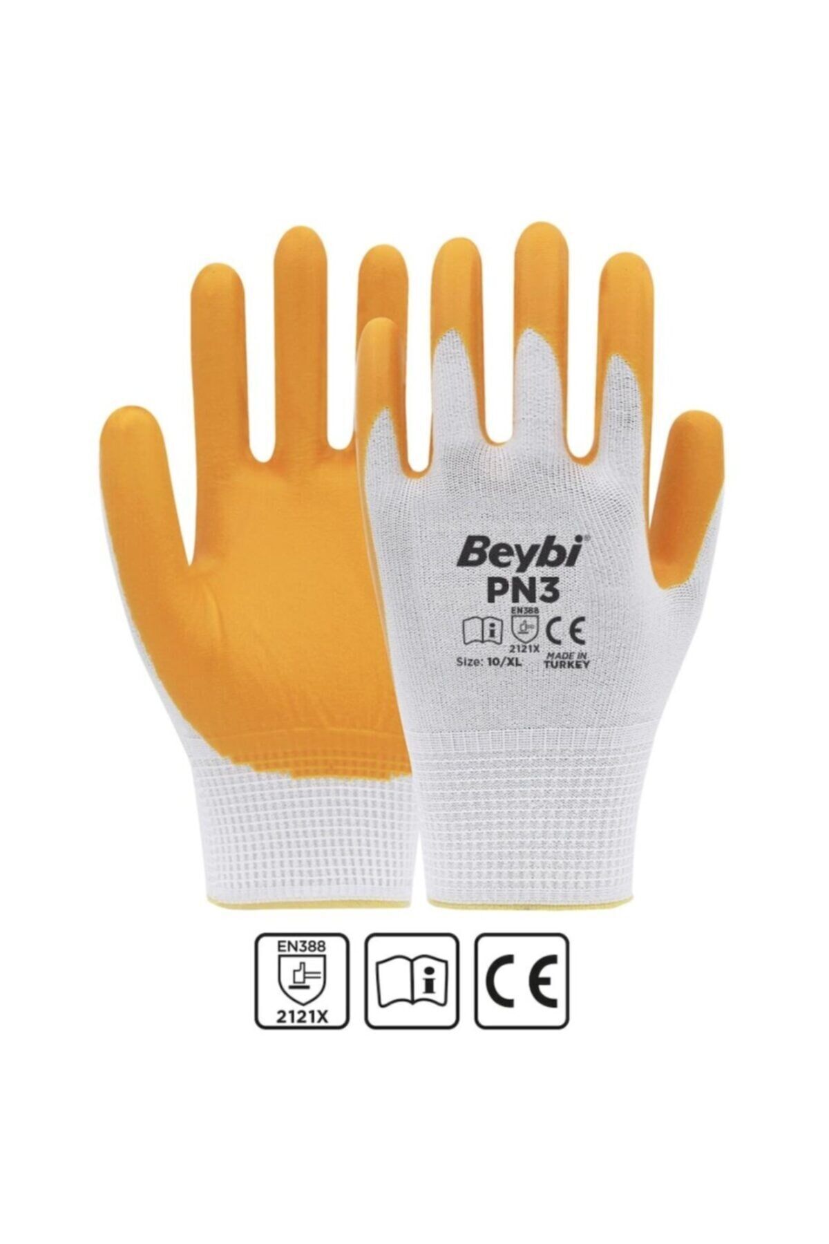 Pn3 Nitril Eldiven Beyaz Sarı No:10 ''60 Çift''