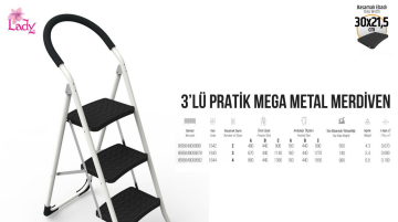 SARAYLI 3' Lü Pratik Mega Metal Merdiven