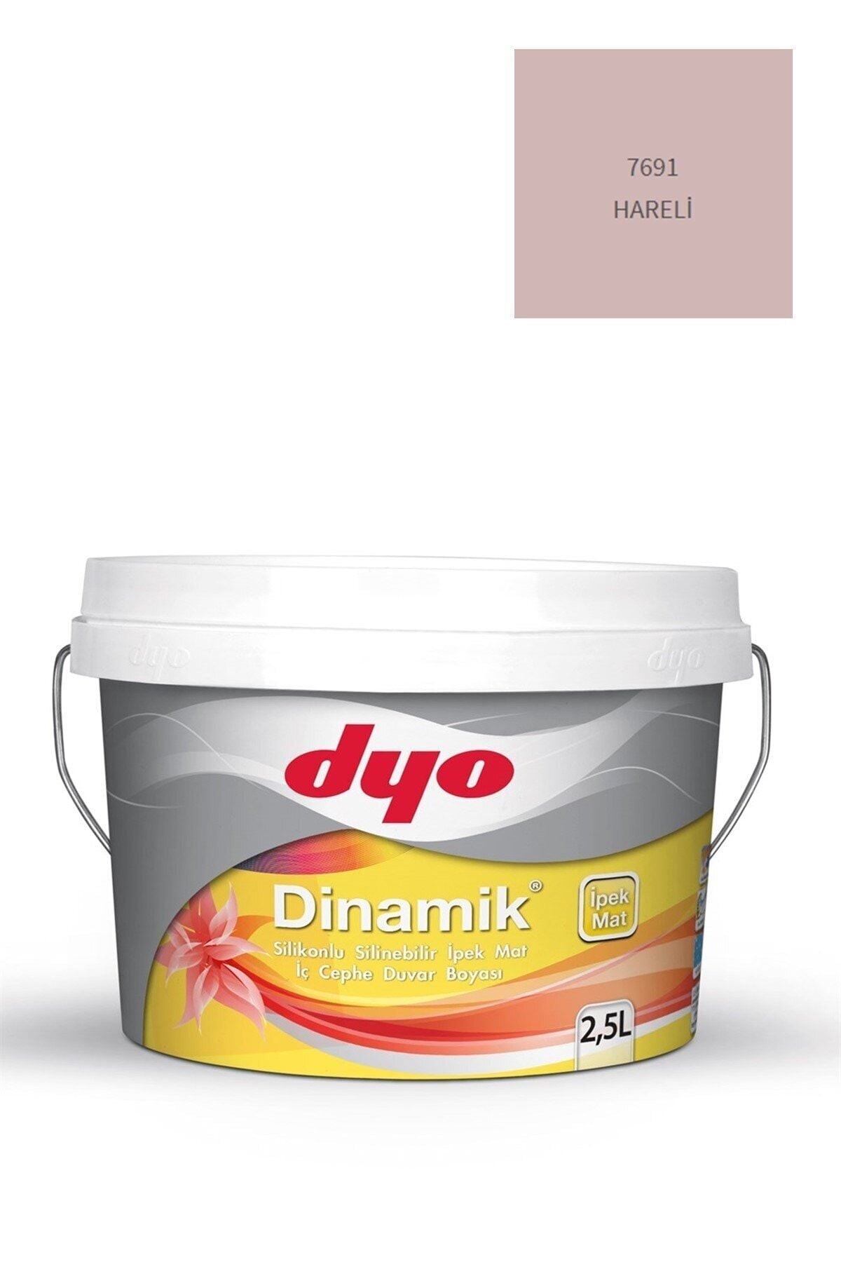 Dinamik Silikonlu Silinebilir Ipek Mat Iç Cephe Duvar Boyası 7691 Hareli 2,5 Lt
