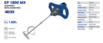 EXEN  EP 1800 MX - 1800W 140mm Elektrikli Boya Karıştırıcı Makina