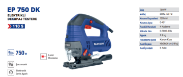 EXEN  EP 750 DK -750W Lazerli Elektrikli Dekupaj Testere Makinası