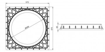 Lux Wares 500 mm Kare Rögar Kapağı