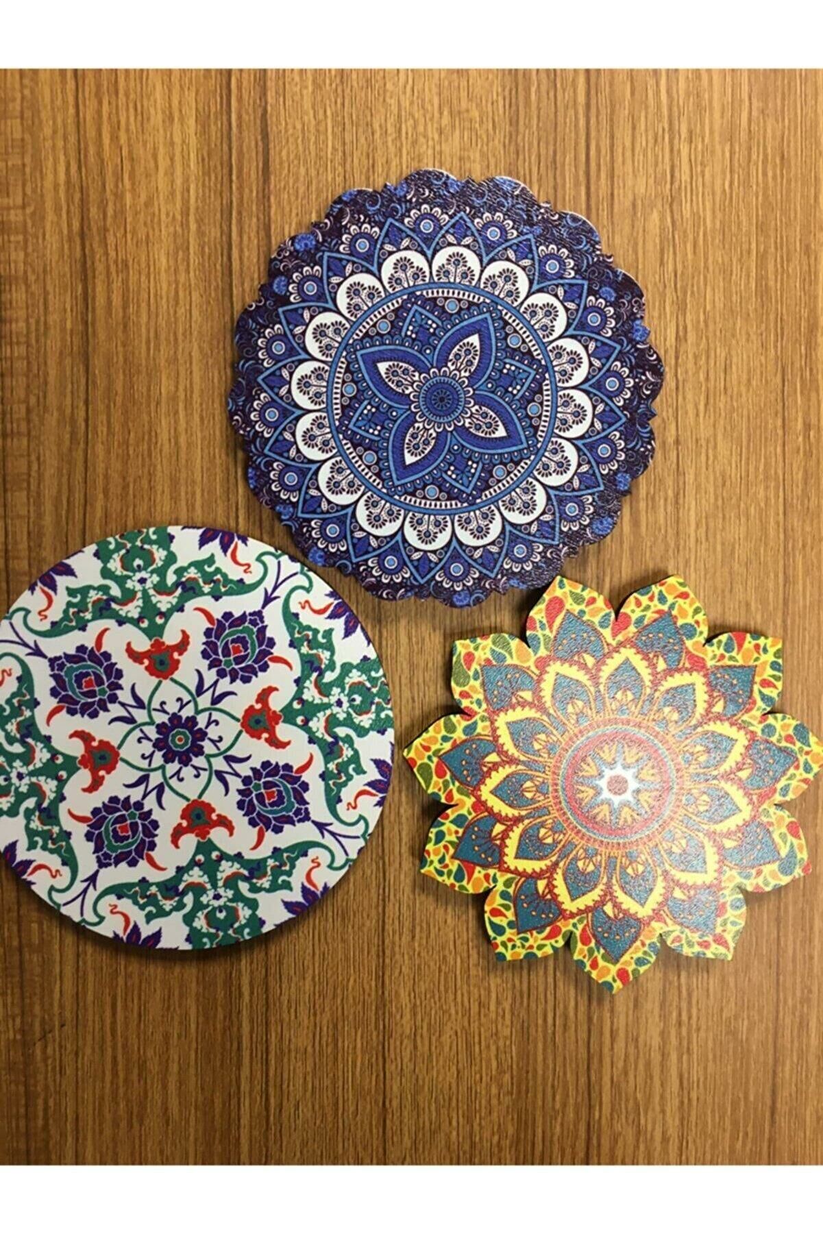 DESENLİ BARDAK ALTLIĞI  3 LÜ TAKIM