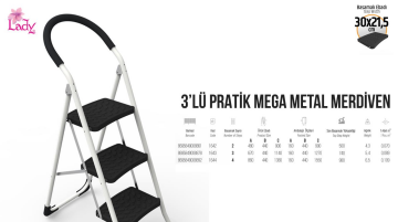 3' Lü Pratik Mega Metal Merdiven