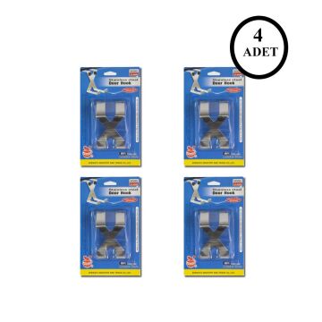 4 Adet Pazlanmaz Çelik Mat  Kapı Arkası Askısı