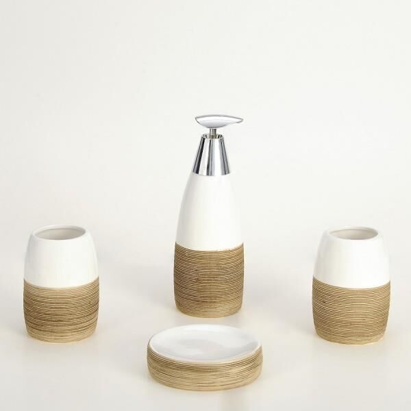 UN 429 4 LÜ BANYO SETİ BEYAZ KAHVE