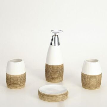 UN 429 4 LÜ BANYO SETİ BEYAZ KAHVE